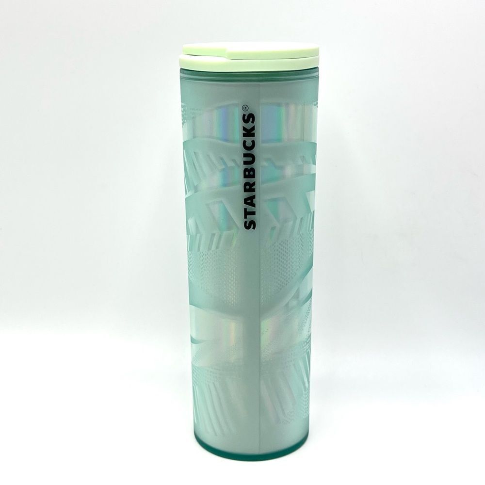NEW Starbucks LIMITED EDITION Mint Green Ribbon Swirl 16 OZ Insulated Tumbler